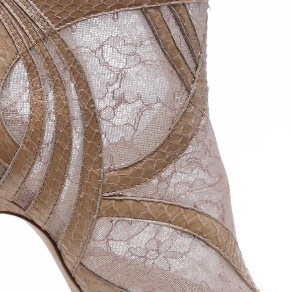 NIB Jimmy Choo Python Snakeskin Lace Open Toe Booties - Picture 5 of 7